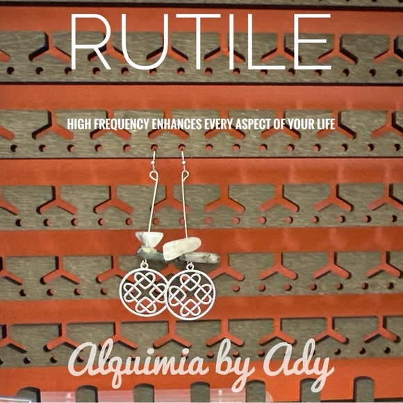 Rutile/white rutilated quartz chunky white jade beaded handmade bracelet - Picture 3 of 3